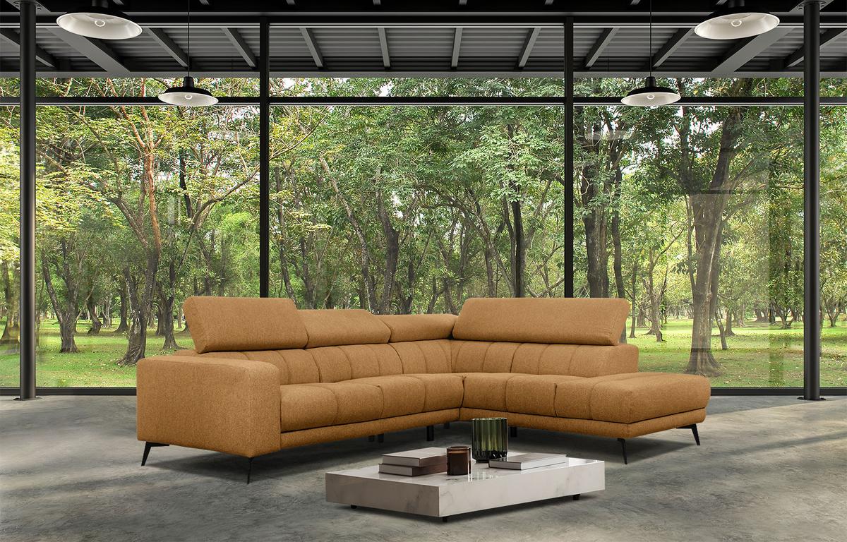 ECKSOFA MORELLO 5-Sitzer, orange - Schwarz/Orange, Holzwerkstoff/Textil (287/228cm) - Wozimo