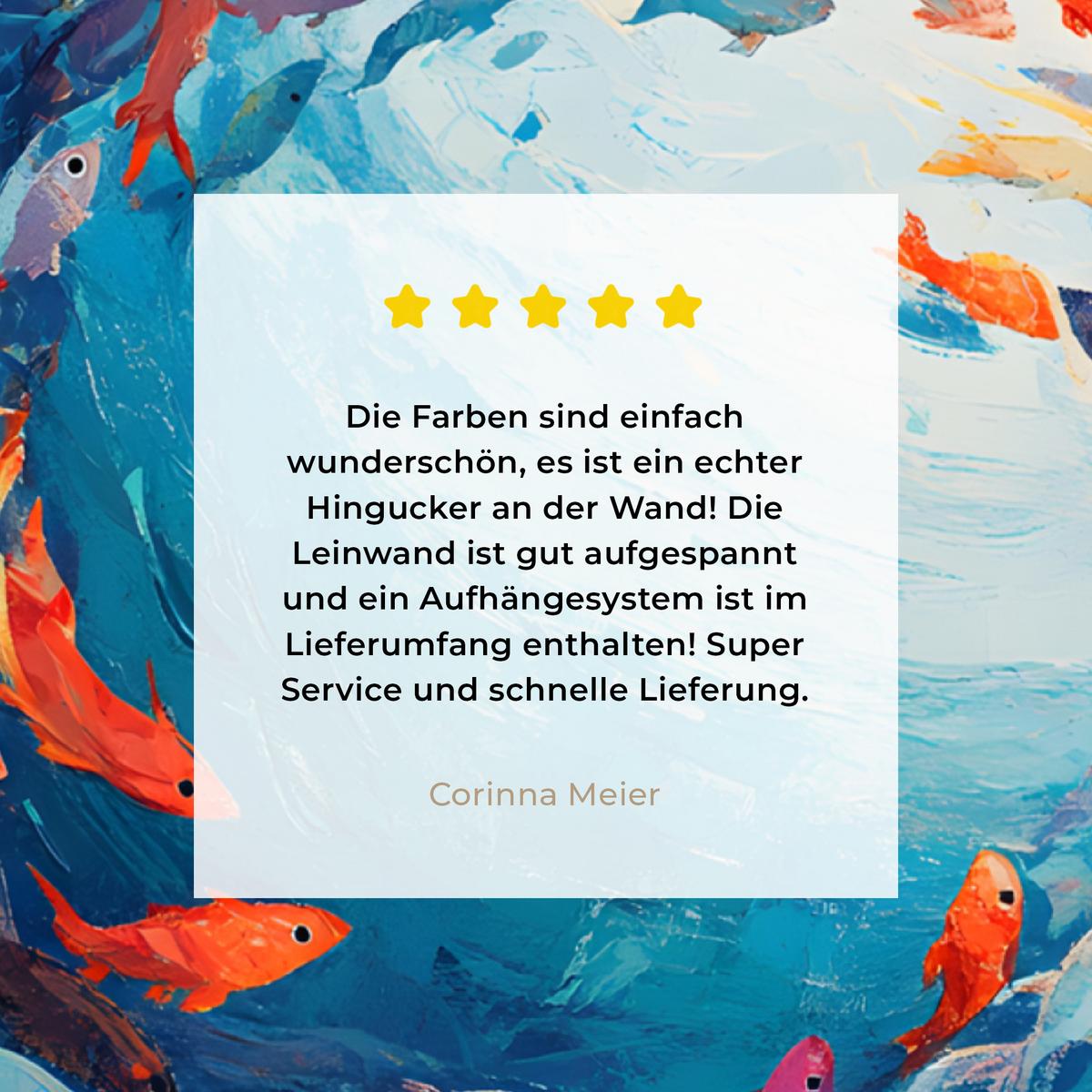 LEINWANDBILD Meer - Fische - Bunt - Dynamisch Wandbild Wohnzimmer 60x80 cm - Hellblau, Textil (60/80cm) - MuchoWow