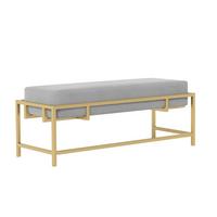 POLSTERBANK GLAM 100 cm Gold / Grau ,Metallgestell - Grau, Textil/Metall (100/45/35cm) - Idohome