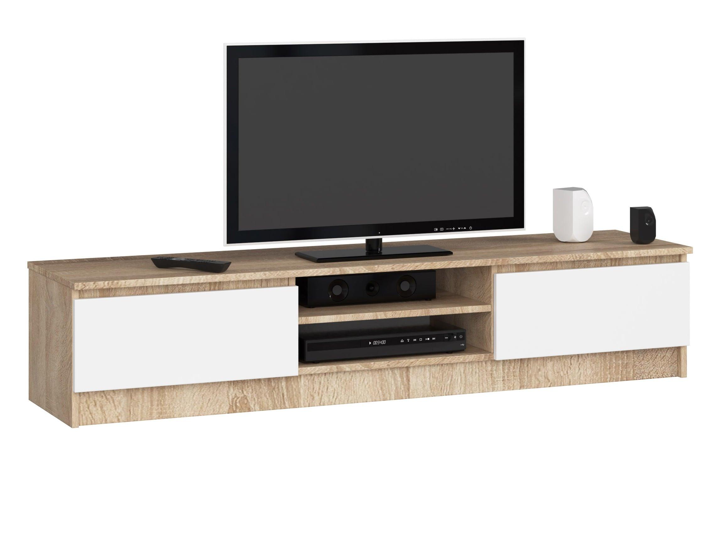 LOWBOARD Eiche Sonoma, Weiß 33/160/40 - Weiß, Holzwerkstoff (160/33/40cm) - RAUMHIRSCH FURNITURE