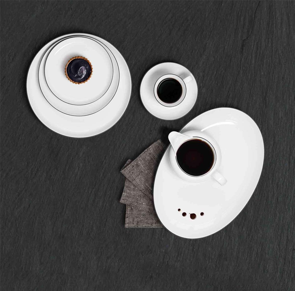 ESPRESSOUNTERTASSEN Lido Black Line weiß ø 12 cm 6er Set - Weiß, Keramik (12cm) - Seltmann Weiden