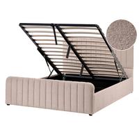 BETT mit Stauraum 140/200 Bouclé Beige Lunan - Beige/Schwarz, Textil (140/200cm) - Beliani