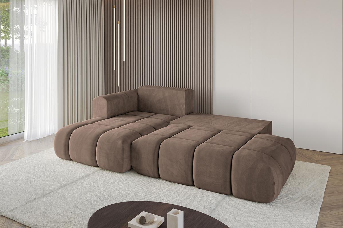 ECKSOFA Ottomane Links CLOUD-L-v1 280x185x90 Braun Velours - Braun, Holzwerkstoff/Kunststoff (180/289cm) - ALTDECOR