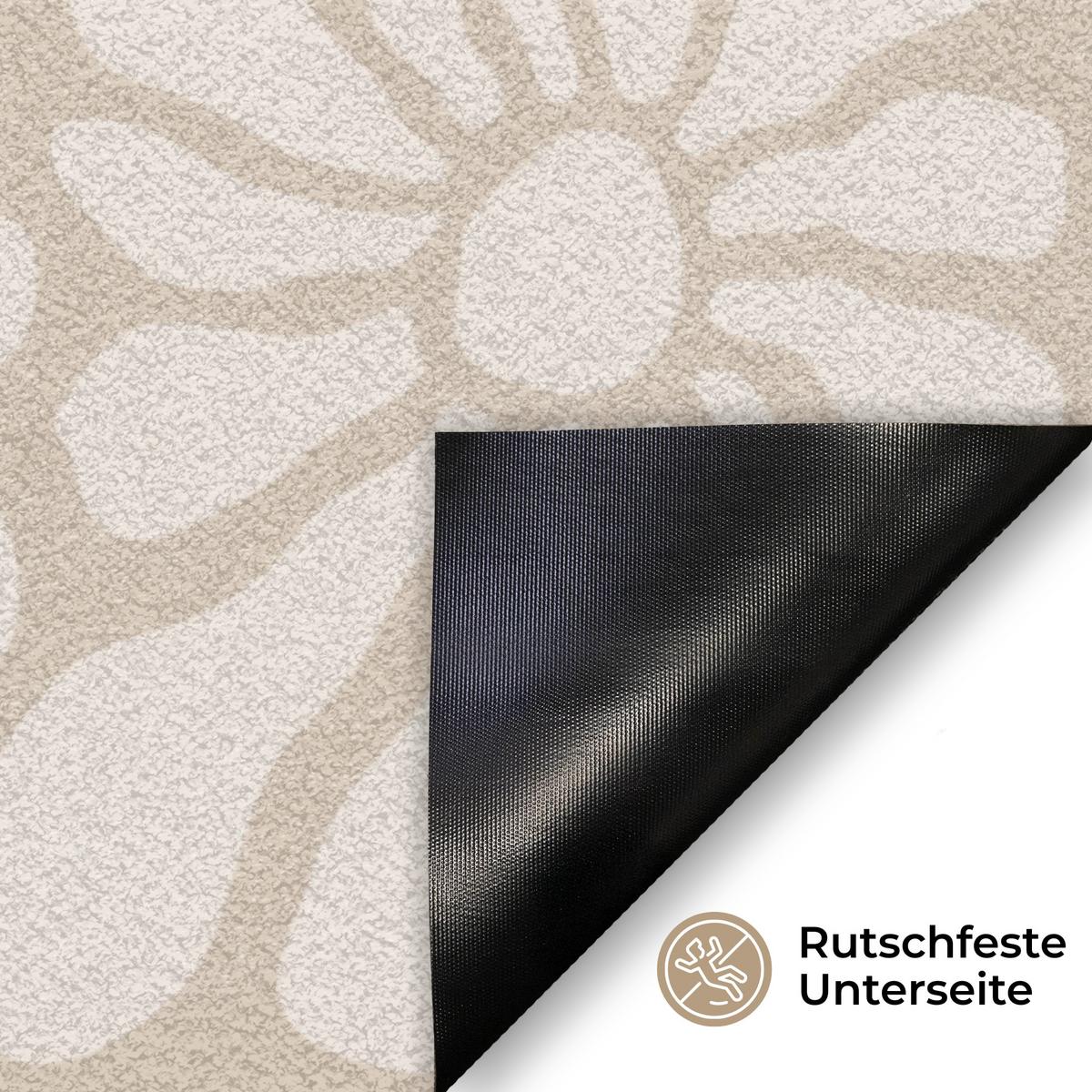 FUSSMATTE Floral - Druck - Beige - Braun - Minimalistisch Schmutzfangmatte 60x40 cm - Sandfarben, Kunststoff (60/0.4cm) - MuchoWow