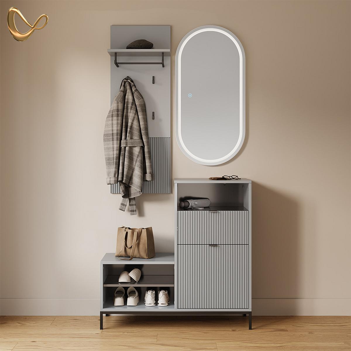 WANDGARDEROBE Aterno Grau 43 x 120 cm - Grau, Holzwerkstoff (43/120/27cm) - Livinity®