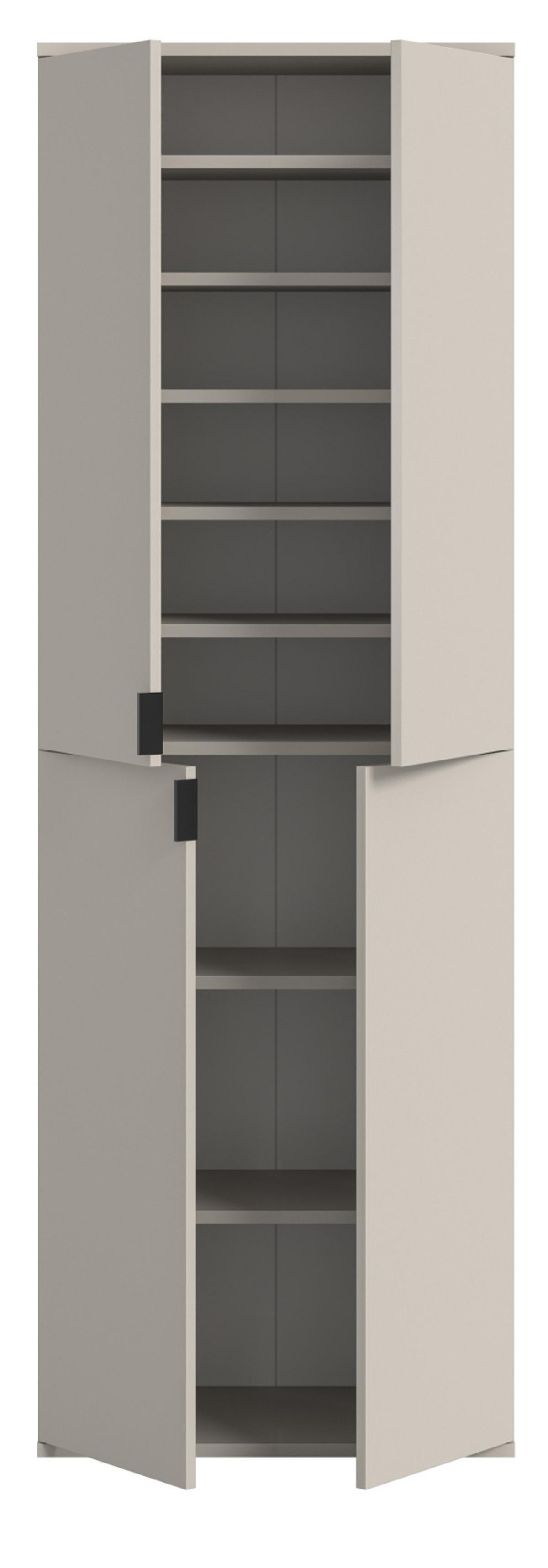 GARDEROBENSCHRANK Kaschmir 61 x 193 cm, Flurschrank mit 9 Fächern - Kaschmir/Schwarz, Holzwerkstoff/Metall (61/193/34cm) - Inn.Furn