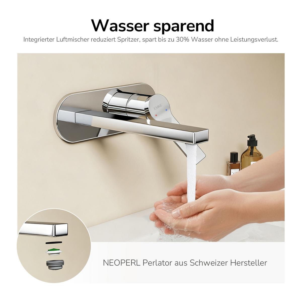 WASCHTISCHARMATUR mit Luftsprudler Messing verchromt - Chromfarben, Metall (21/7/28.8cm) - EMKE