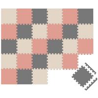 SPIELMATTE mit Rand - 270/90/1 cm Puzzlematte Grau Rosa Beige - Grau, Kunststoff (30/30cm) - Littletom