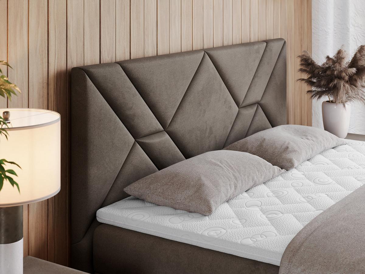 BOXBETT NEOMI 180/200 - Braun Velvet - H3 - Visco - Braun, Holz/Textil (180/200cm)