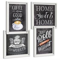 BILDER SET 4er Set - 50x50 cm & 40x60 cm Weißer Rahmen - Kaffeeroller, heimelige Wärme - Weiß, Kunststoff (50/50cm) - TULUP