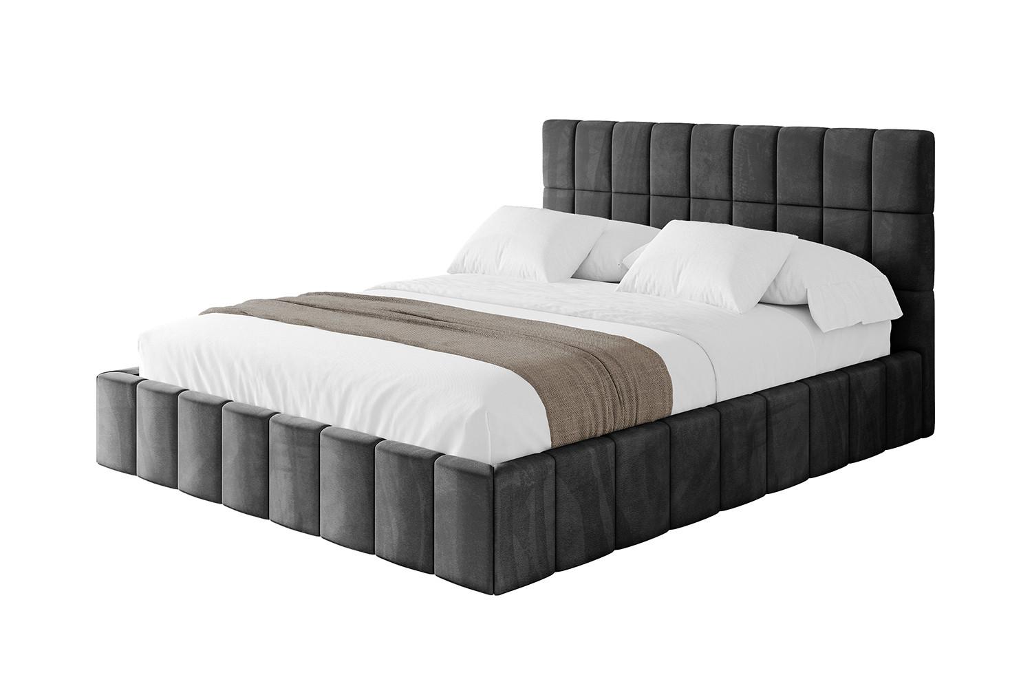 POLSTERBETT mit Bettkasten und Lattenrost, Boxbett ohne Matratze - AMEA 160x200 Schwarz - Schwarz, Holzwerkstoff/Textil (160/200cm) - ALTDECOR