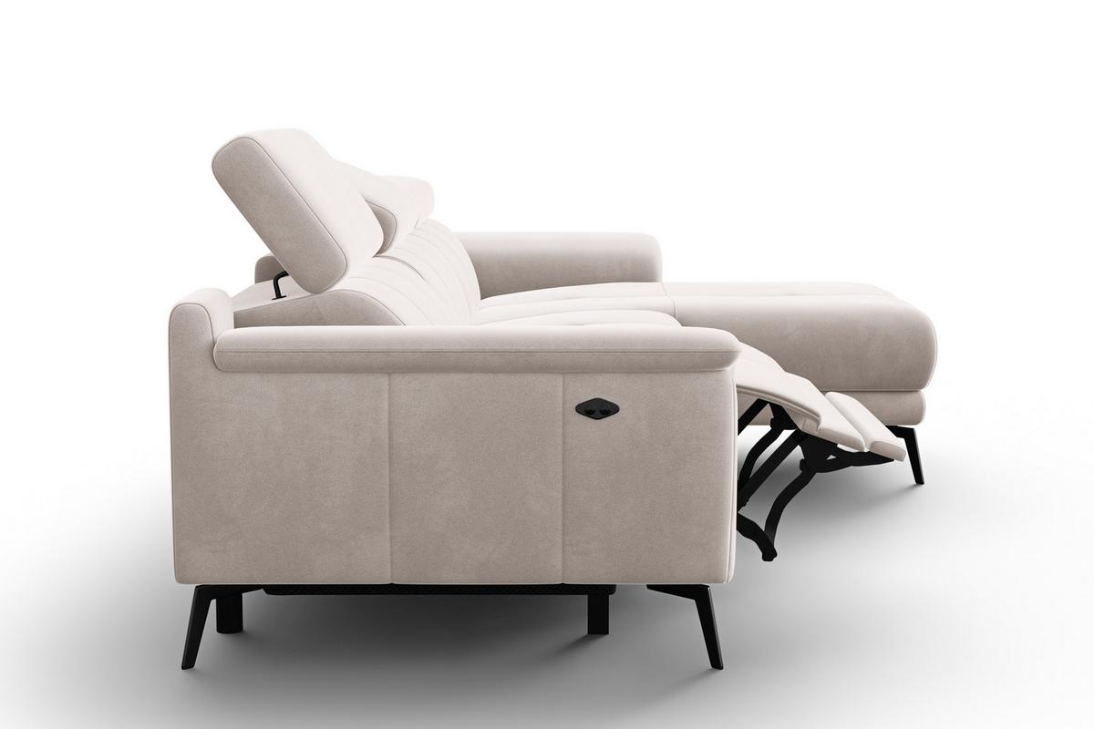 ECKSOFA FIERO 4-Sitzer RECHTS, Beiger Veloursstoff - Beige/Schwarz, Holz/Textil (288/170cm) - Courtois Laville