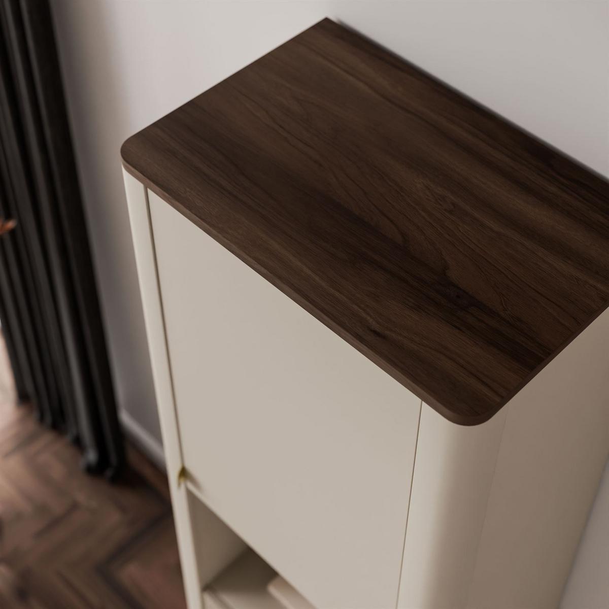 REGAL schmal AUTUMN 1D3S mit Schubladen, Kaschmir / Nussbaum - Beige, Holzwerkstoff (60/191/40cm) - Lookway