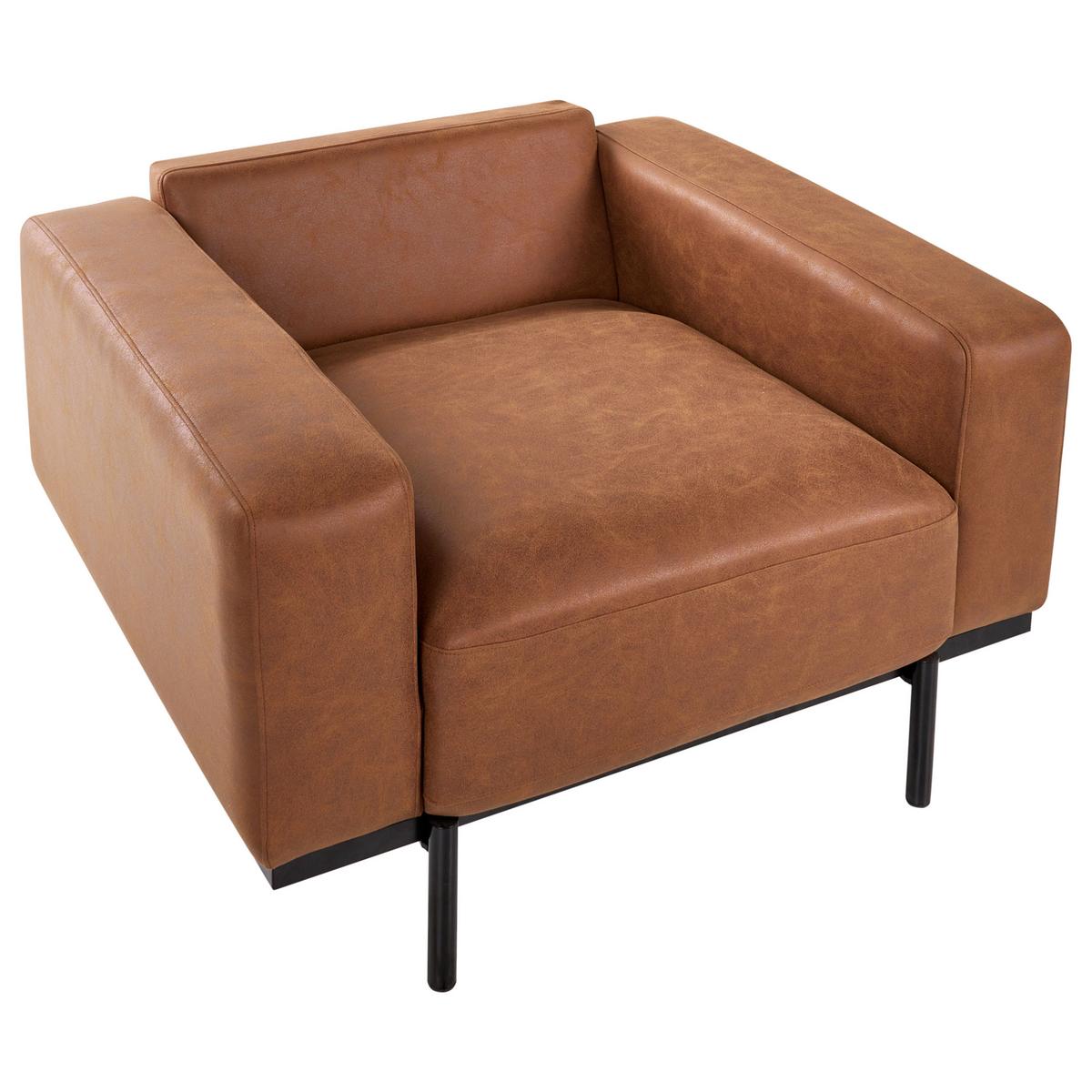 SESSEL Kunstleder Braun Sovik - Braun, Kunststoff/Metall (95/72/87cm) - Beliani