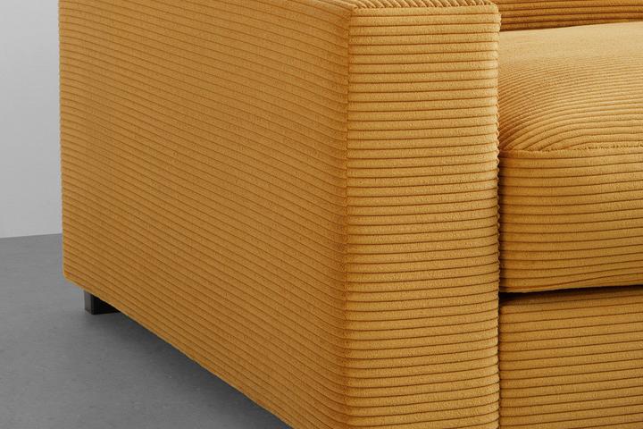 Wohnlandschaft Messingfarbe Cord Textil Armlehnen Nosagunterfederung