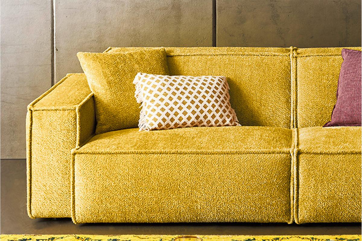 SOFA SAMU Gelb Webstoff - Gelb/Schwarz, Kunststoff/Textil (236/72/106cm) - KAWOLA