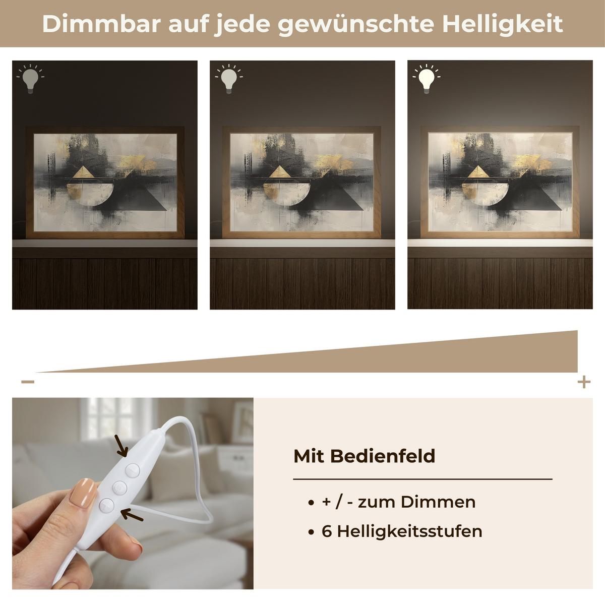 TISCHLEUCHTE Abstrakt - Schwarz - Farbe - Modern 30x20 cm - Birkefarben, Holzwerkstoff (8/30/20cm) - OnlyWow
