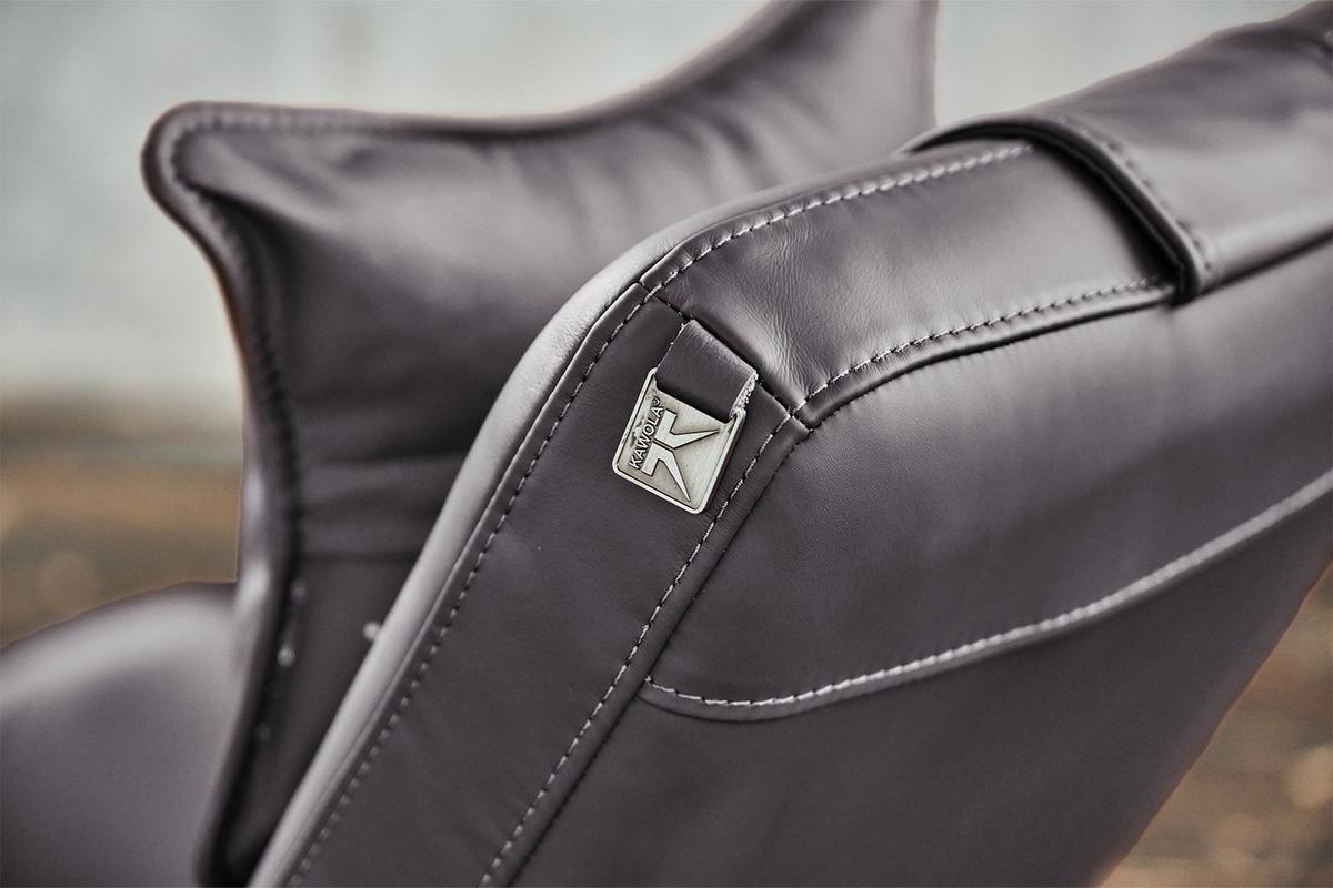 RELAXLIEGE CAVAL Grau Leder - Dunkelgrau/Silberfarben, Leder/Metall (79/95/157cm) - KAWOLA