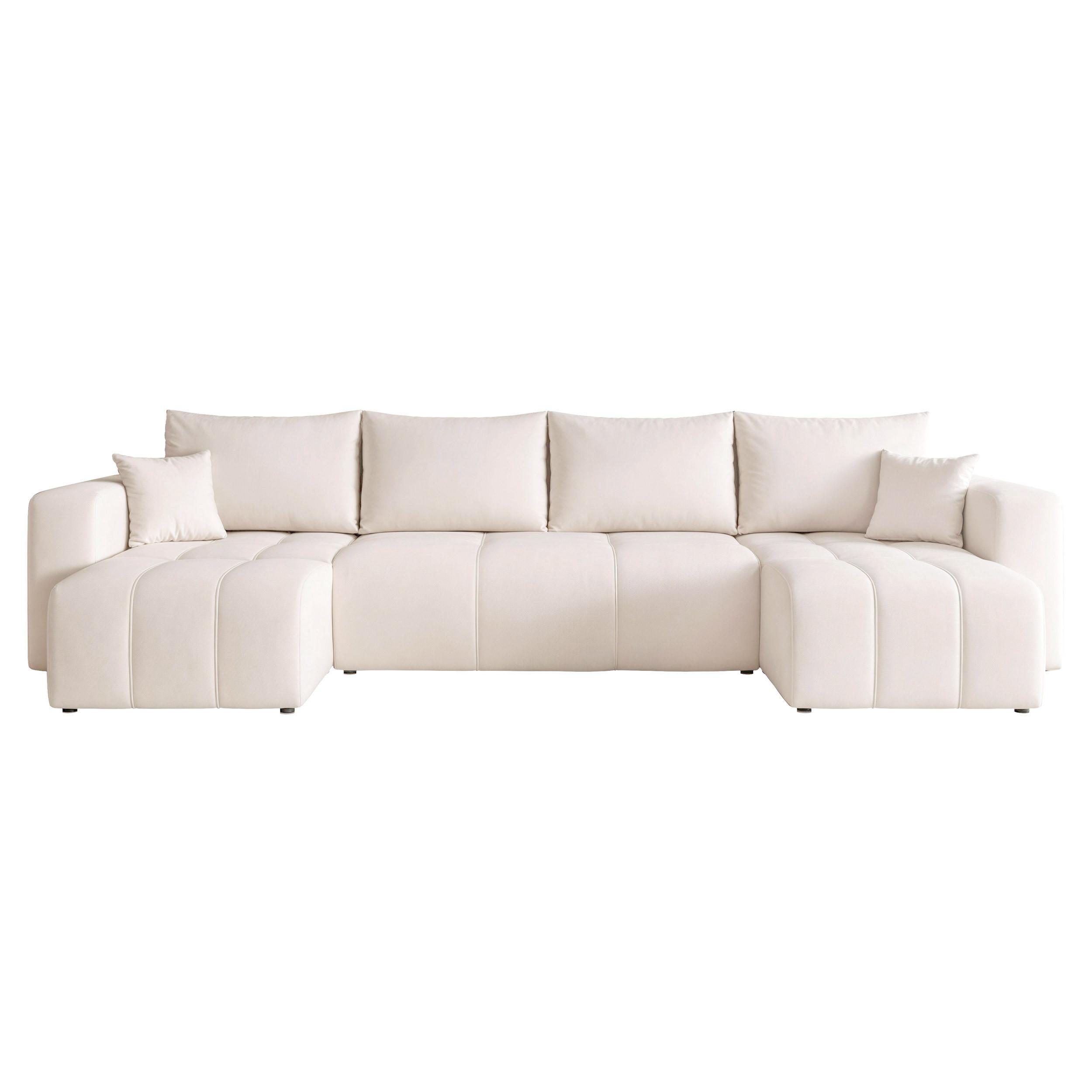 WOHNLANDSCHAFT PEDRO mit Schlaffunktion und Bettkasten Creme - Creme, Holzwerkstoff/Kunststoff (318/79/145cm) - Idohome
