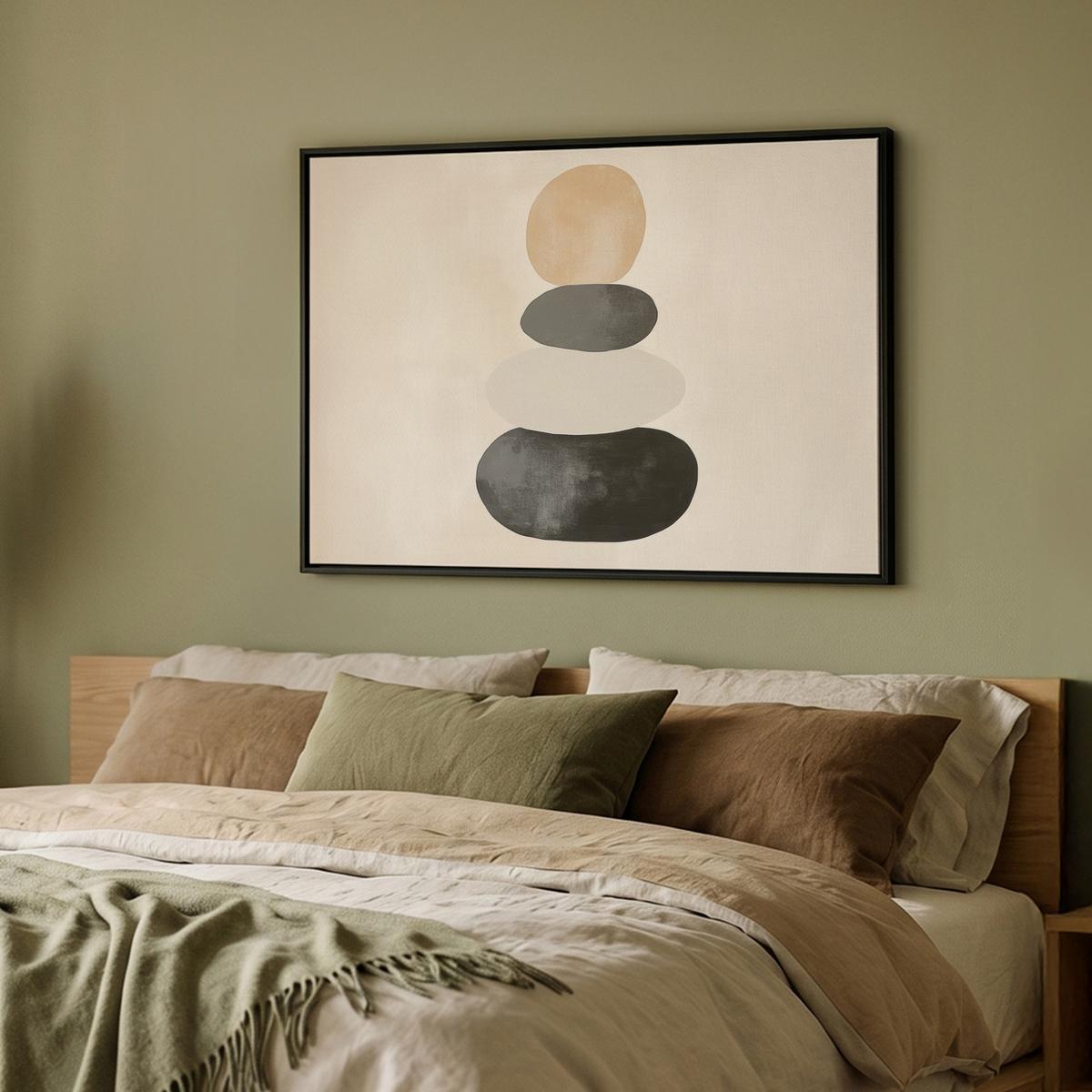 LEINWAND Bilder mit Rahmen - Japandi - Wabi sabi - Beige - 100x70 - Taupe, Textil (100/70cm) - MuchoWow