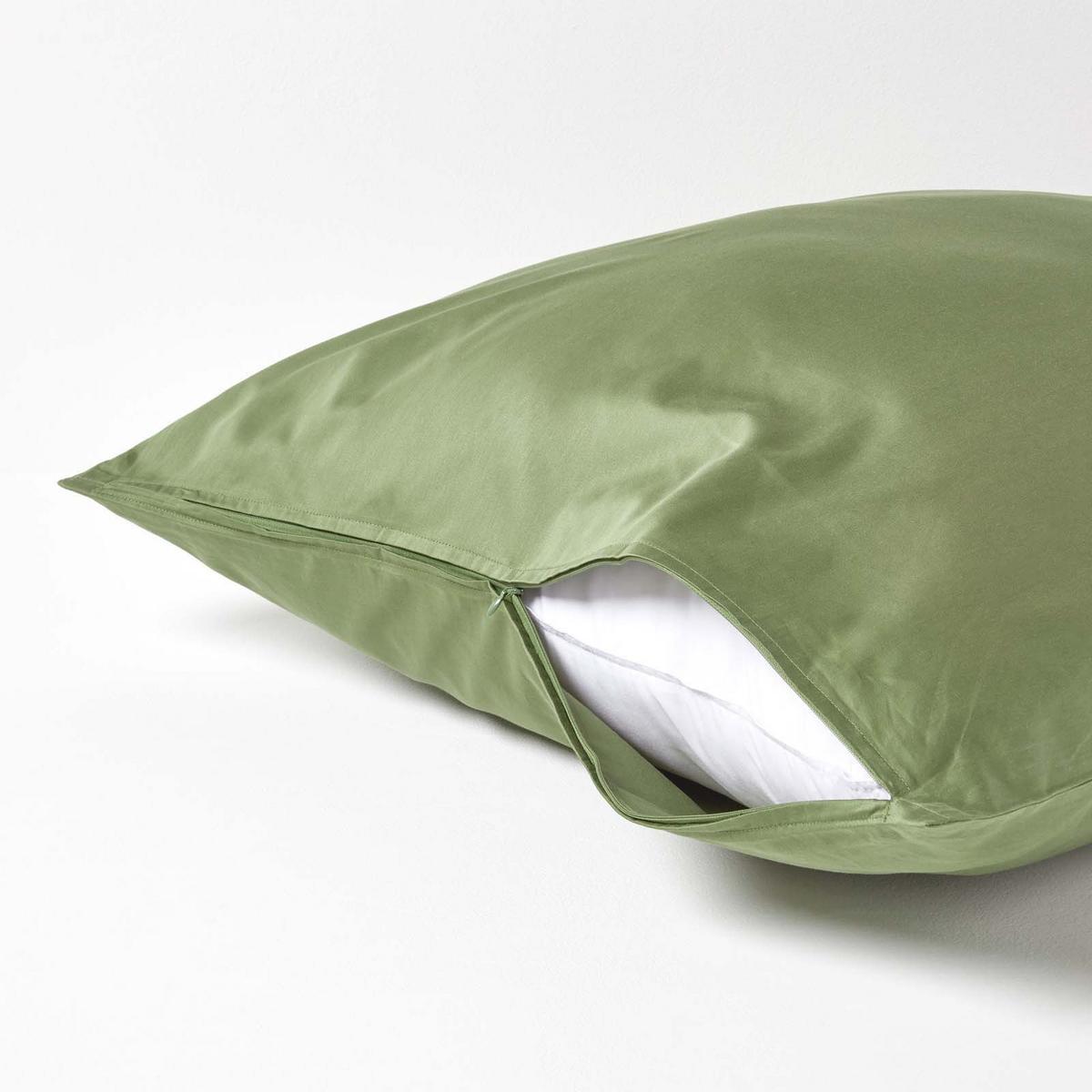 BIO-KISSENBEZUG Satin, Fadendichte 400 - Grün, Textil (80/80cm) - Homescapes