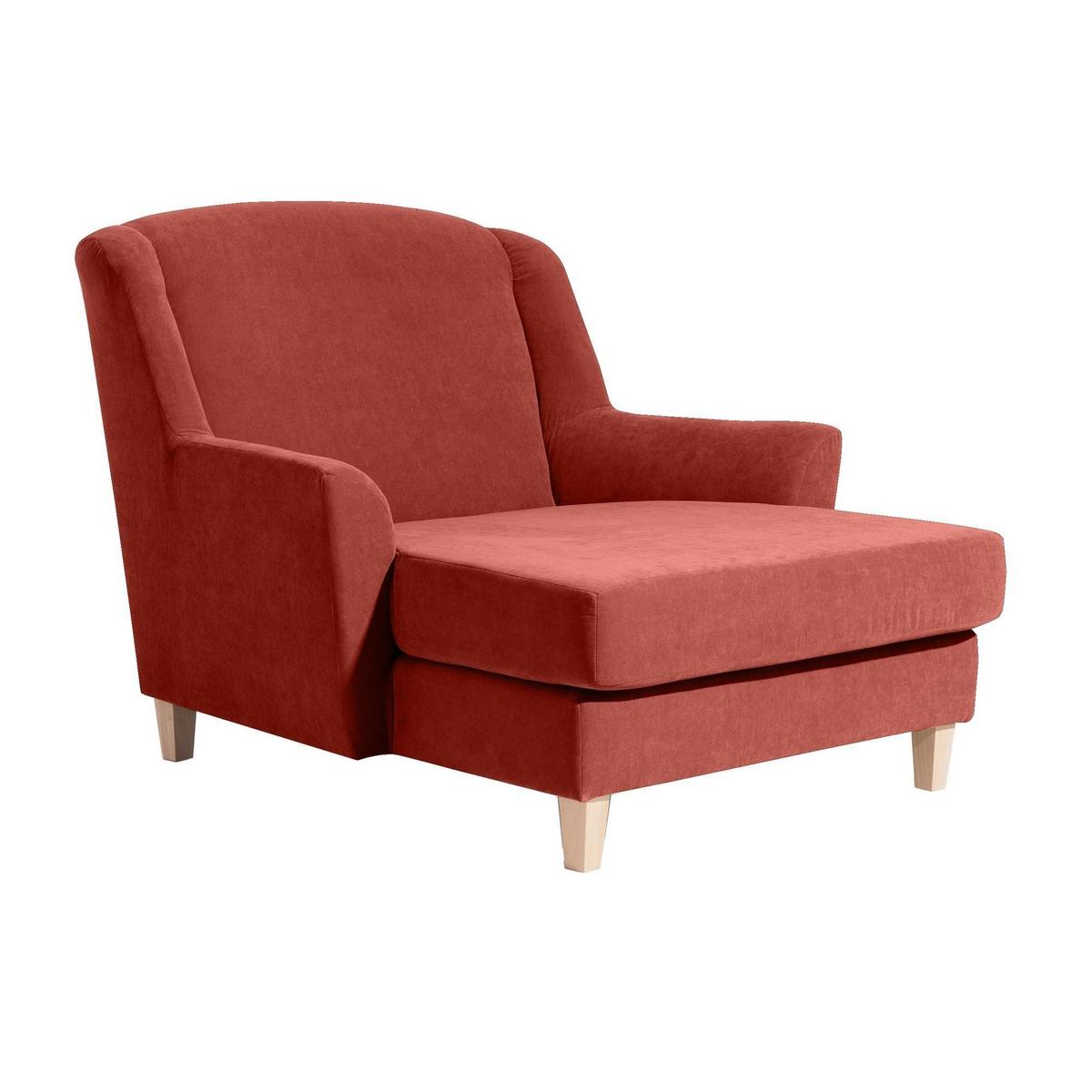 SESSEL XXL Karil Bezug Veloursstoff Buche natur / terracotta - Rot, Kunststoff (136/107/142cm) - 58aufmkessel