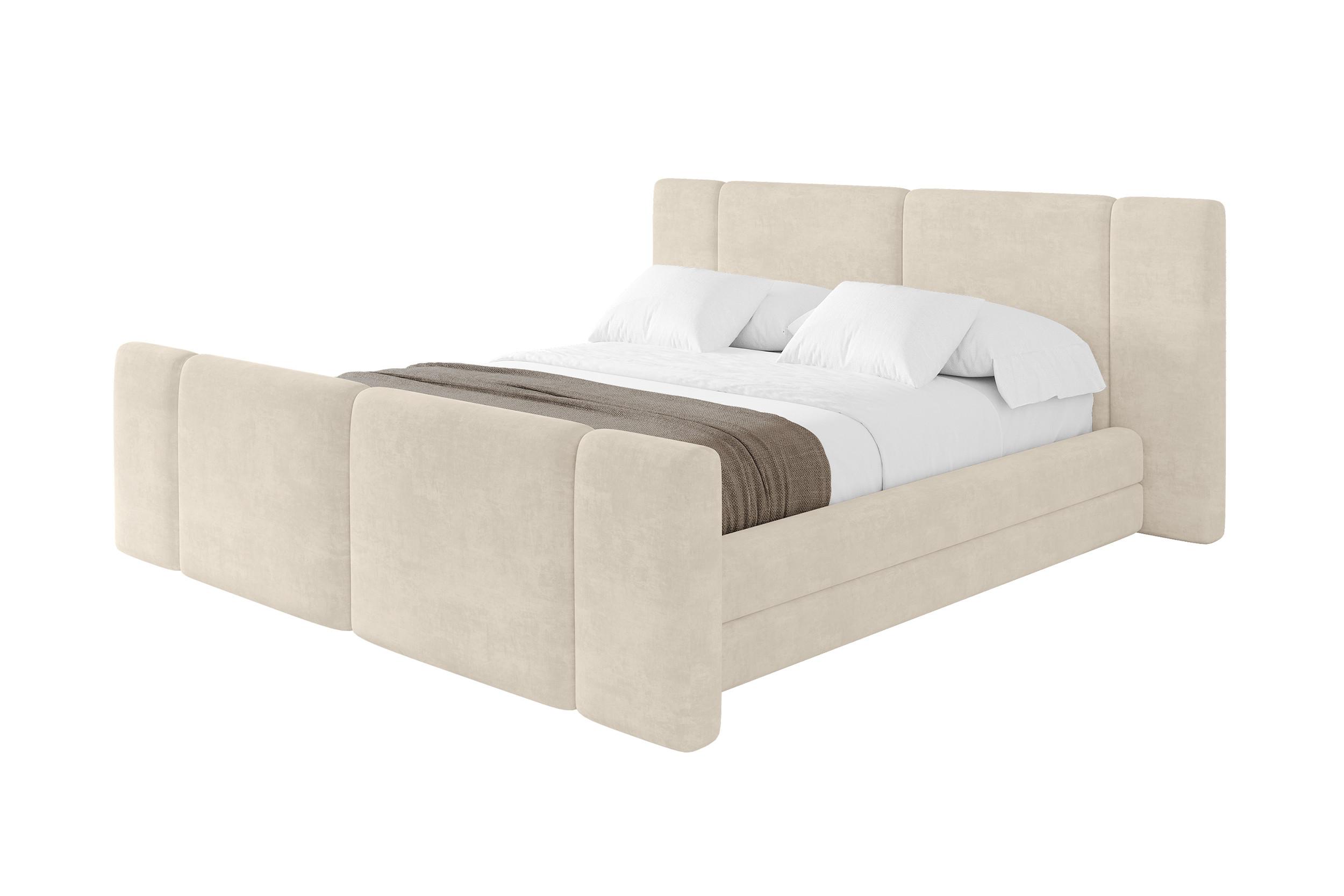 POLSTERBETT mit Bettkasten, Fußteil und Lattenrost, Boxbett ohne Matratze - TEVO-Z 140x200 Beige - Beige, Holzwerkstoff/Textil (140/200cm) - ALTDECOR