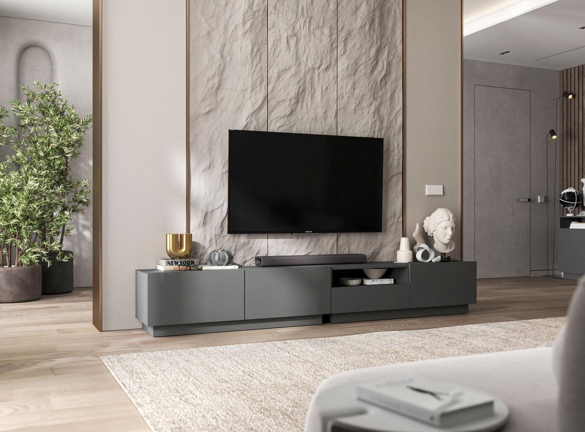 TV-LOWBOARD 2-er Set Enjoy Grau Matt Loft Schublade 120 cm - Grau, Holzwerkstoff (240/37/35cm) - Meble Lindner