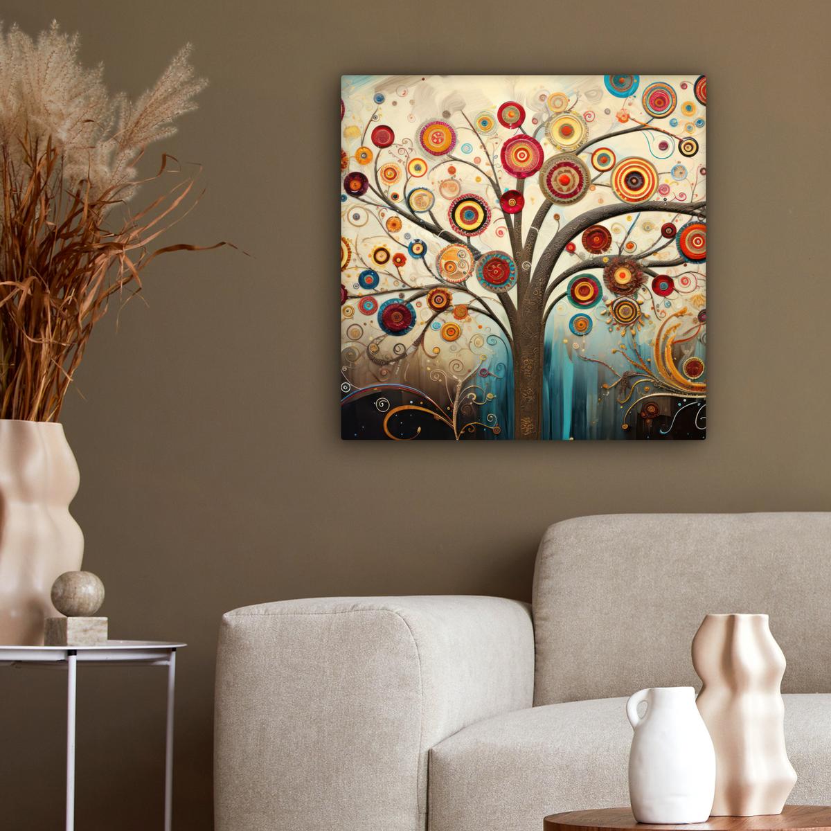 LEINWANDBILD Baum - Baum des Lebens - Farbe Wandbild Wohnzimmer 50x50 cm - Braun, Textil (50/50cm) - MuchoWow