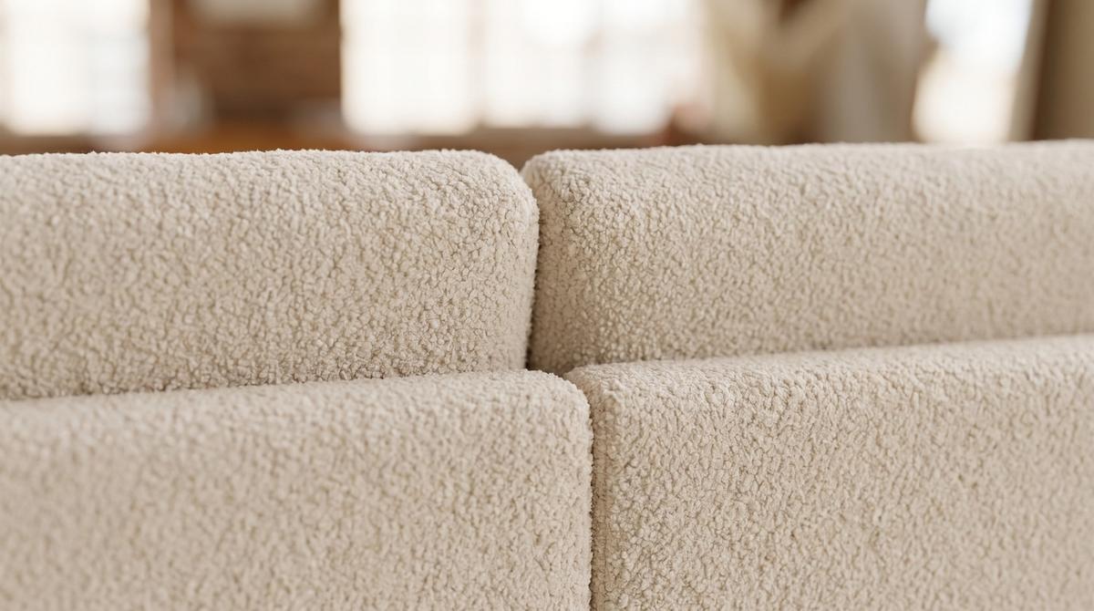BIG SOFA MARLIN Beige Bouclé - Beige/Schwarz, Kunststoff/Textil (262/80/168cm) - KAWOLA