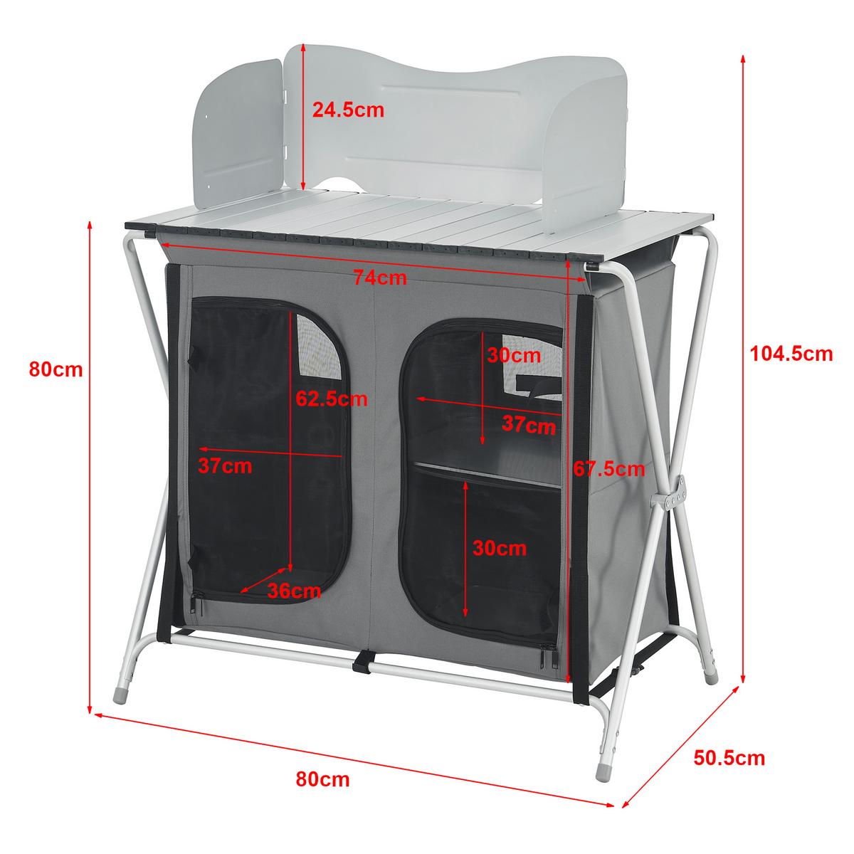 CAMPINGSCHRANK Tullinge - Grau, Textil/Metall (50.5/80/104.5cm) - [en.casa]