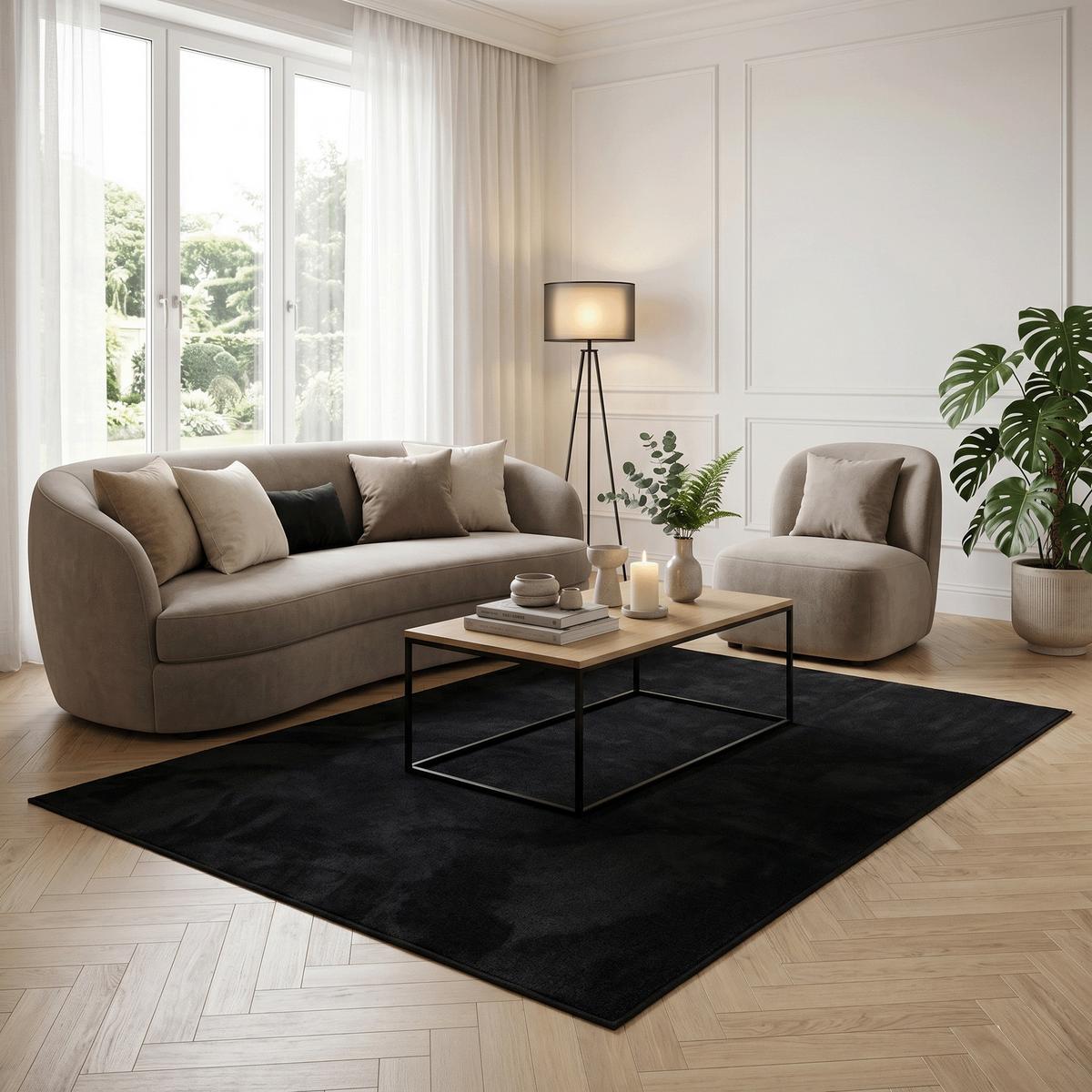 HOCHFLOR LANGFLOR TEPPICH SUPER SOFT MELIA - Schwarz, Textil (160/230cm) - Pergamon