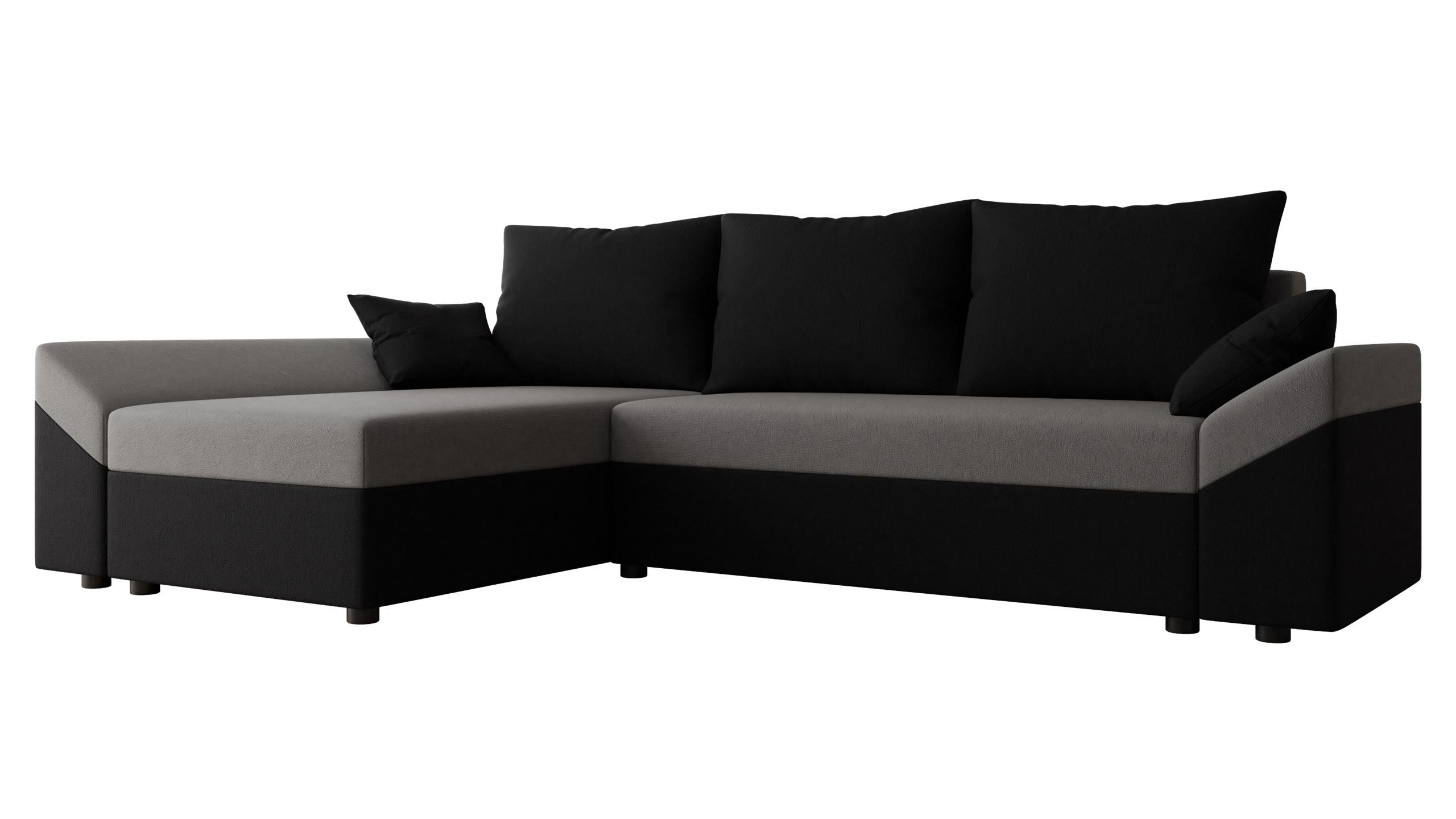ECKSOFA Dante L - Schwarz/Grau, Holz/Kunststoff (240/140cm) - MIRJAN24