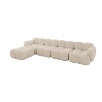ECKSOFA modulares Sofa Links Miko-L3 390x205x75 Beige Velours - Ecru/Schwarz, Holzwerkstoff/Kunststoff (390/205cm) - ALTDECOR
