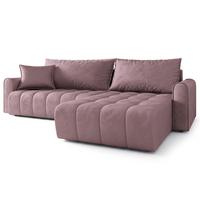 ECKSOFA FRIGA Lila Velours-Stoff mit Schlaffunktion - Lila, Holz (283/185cm) - MASSENO