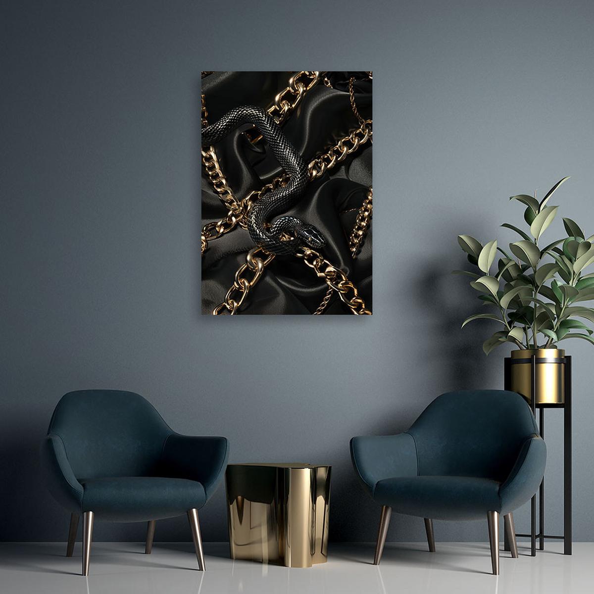 LEINWANDBILD Glamour-Schlange 70x100cm - Schwarz, Textil (70/100cm) - Feeby