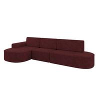 ECKSOFA mit Schlaffunktion Ottomane Links MARI L2-S 368X167X85 Bordeauxrot Velours - Bordeaux/Schwarz, Holzwerkstoff/Kunststoff (368/167cm) - ALTDECOR
