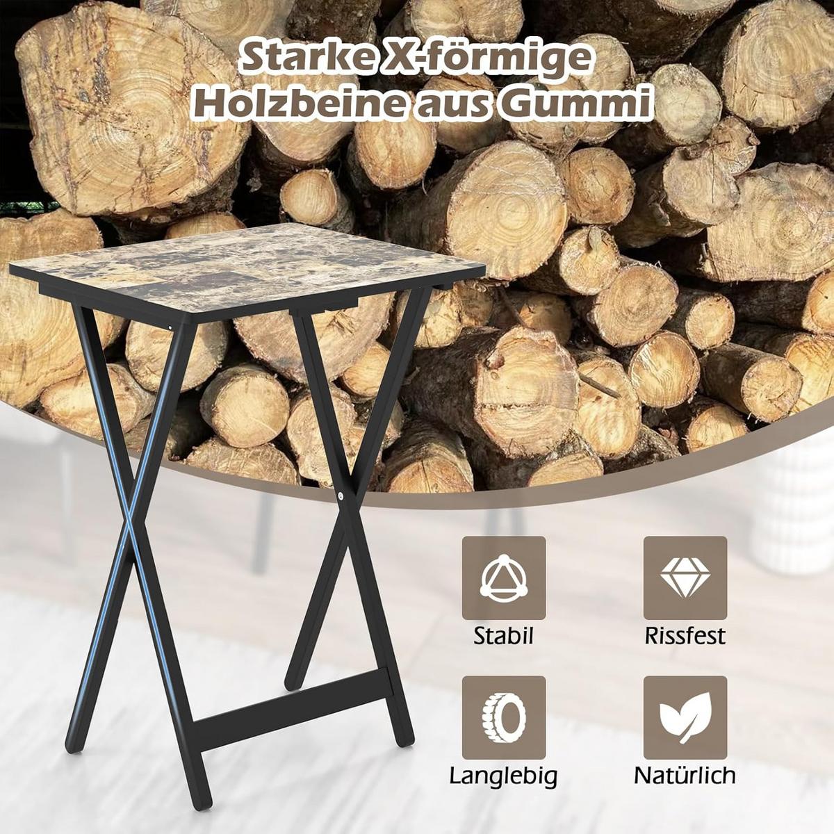 GARTENTISCH Schwarz(4-teilig) - Schwarz, Holzwerkstoff (40/48/67cm) - COSTWAY