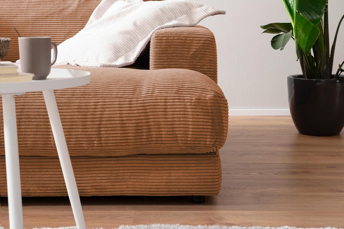 BIG SOFA MIT TABLETT MADELINE Braun Cord - Schwarz/Braun, Kunststoff/Textil (290/85/170cm) - KAWOLA