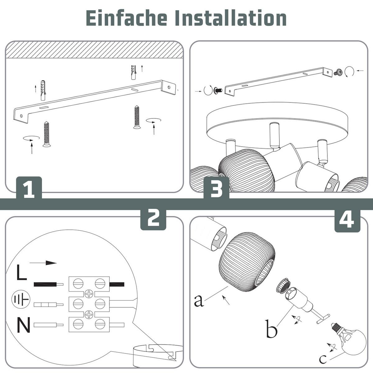 DECKENSTRAHLER Finch 3-flammig 19/19/14 cm - Schwarz, Metall (19/19/14cm) - Nettlife