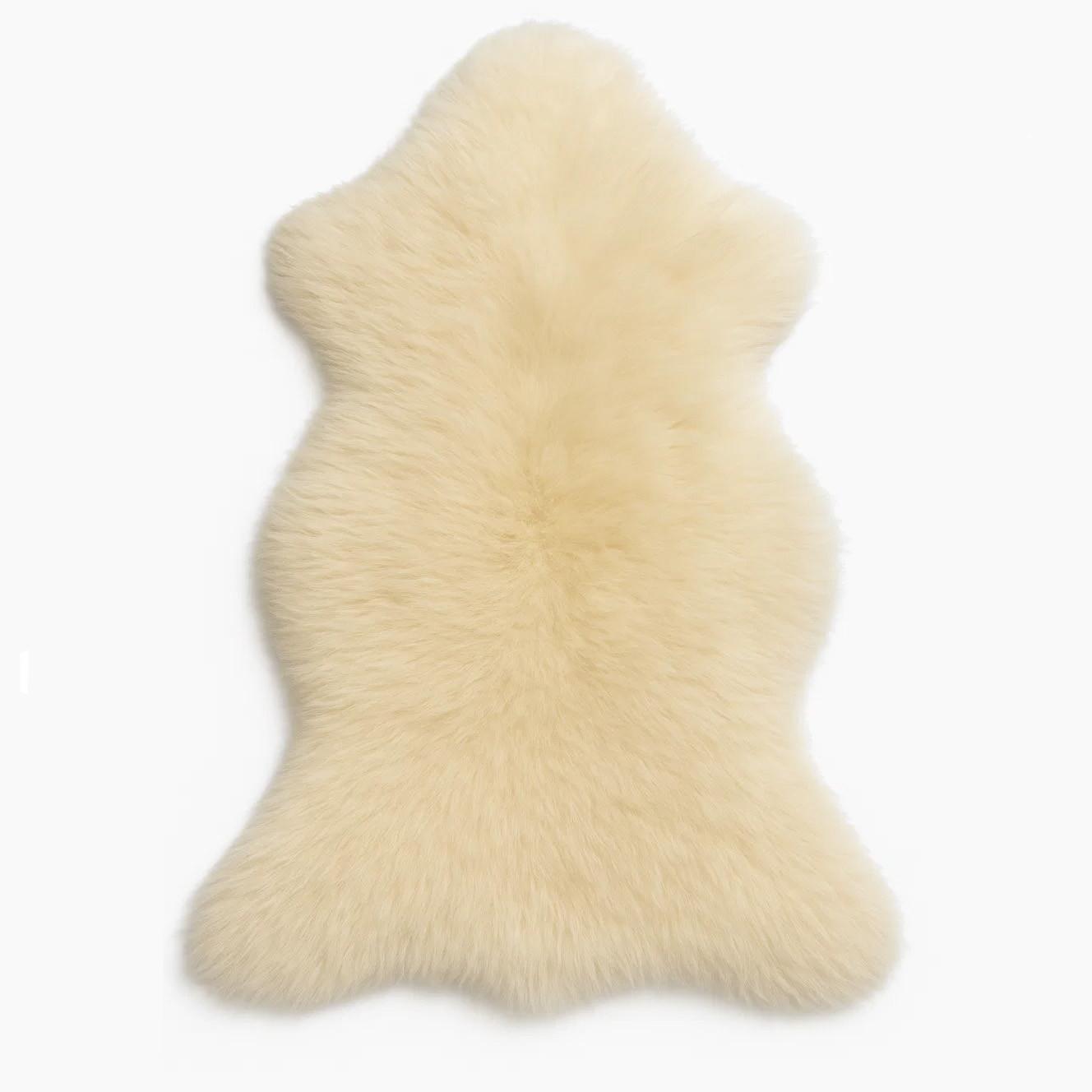 SCHAFFELL Lammfell elfenbeinfarben vegetabil gegerbt, ca. 110 cm - Weiß, Fell (60/110cm) - Provellus