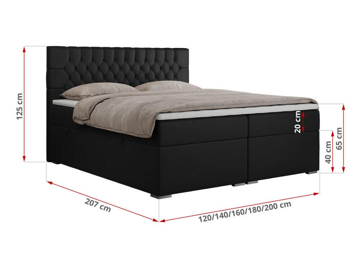 BOXBETT PERA 200/200 Schwarz Kunstleder - H3 - Schwarz, Holz/Textil (200/200cm) - MKS