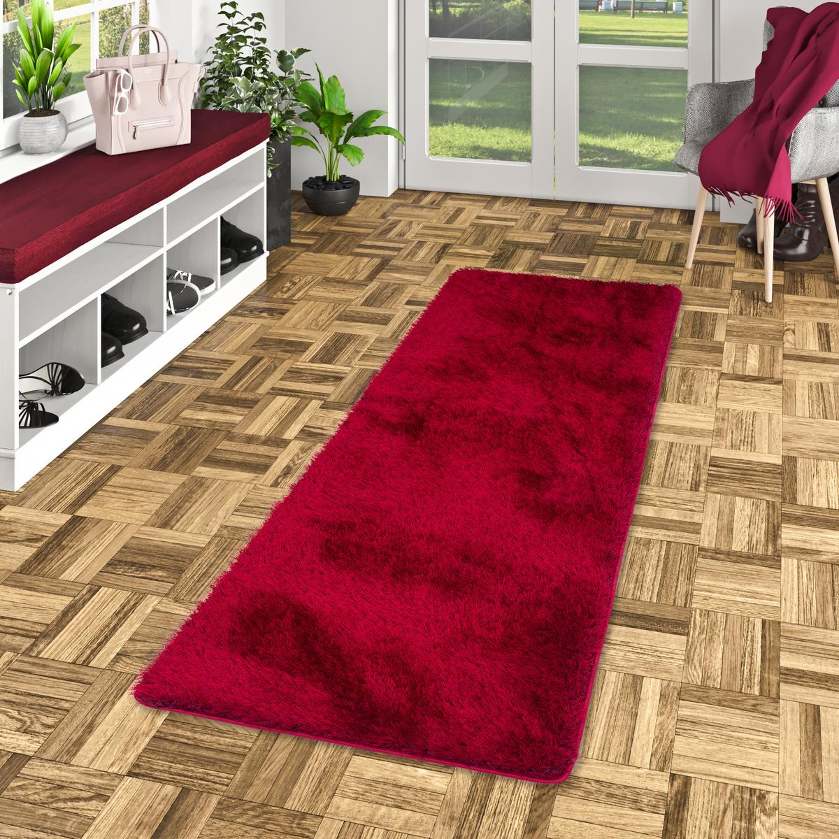 HOCHFLOR SHAGGY TEPPICH FEELING MIX LÄUFER - Rot, Textil (100/400cm) - Snapstyle