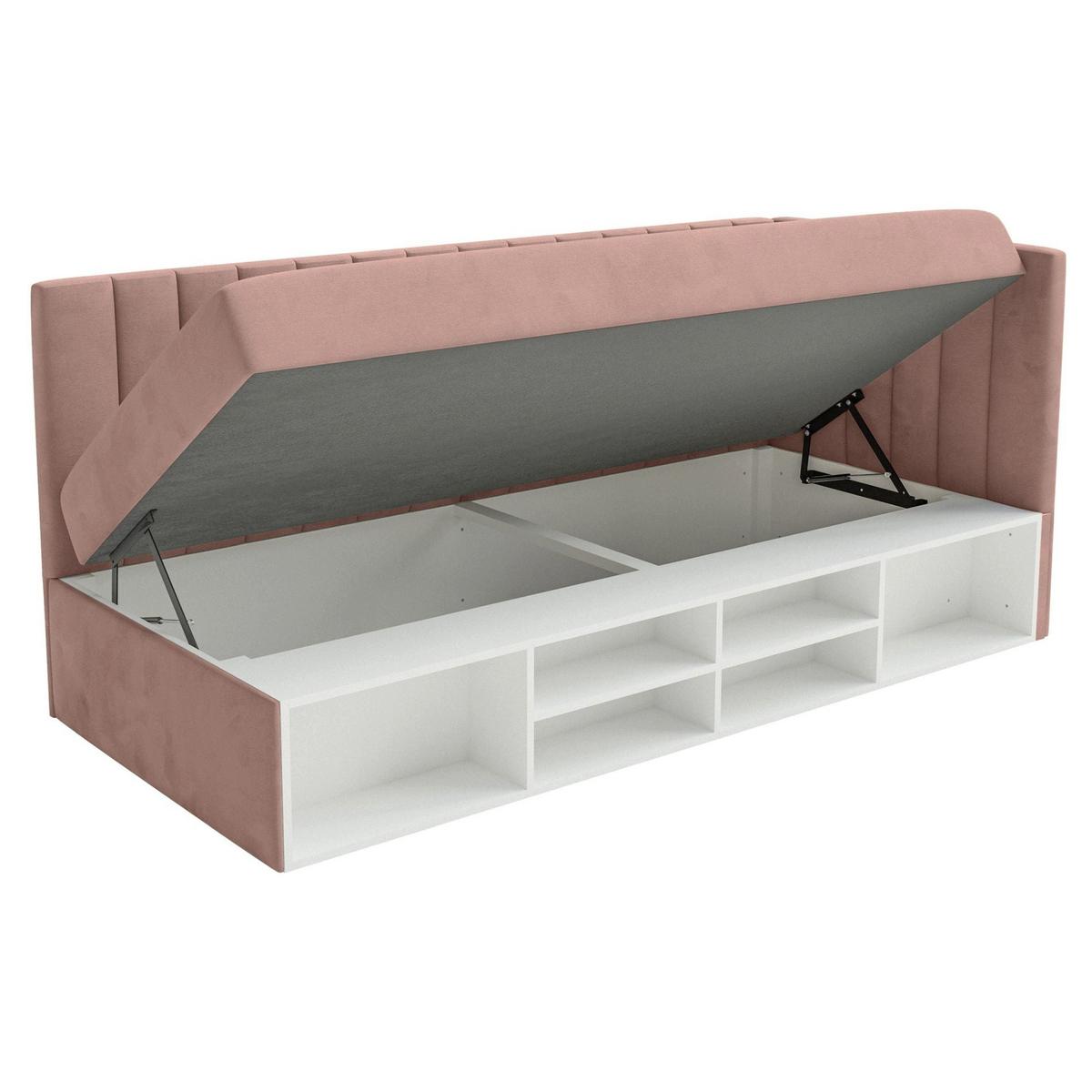 JUGENDBETT Ventrio Hellrosa Easy-Clean-Samtbezug 90x200 cm - Hellrosa, Kunststoff/Textil (90/200cm) - Selsey