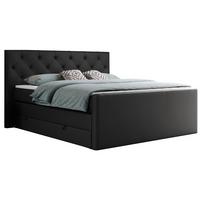 BOXSPRINGBETT KING VELEN 140/200 Schwarz Kunstleder - H4 - Schwarz, Holz/Textil (140/200cm) - MKS