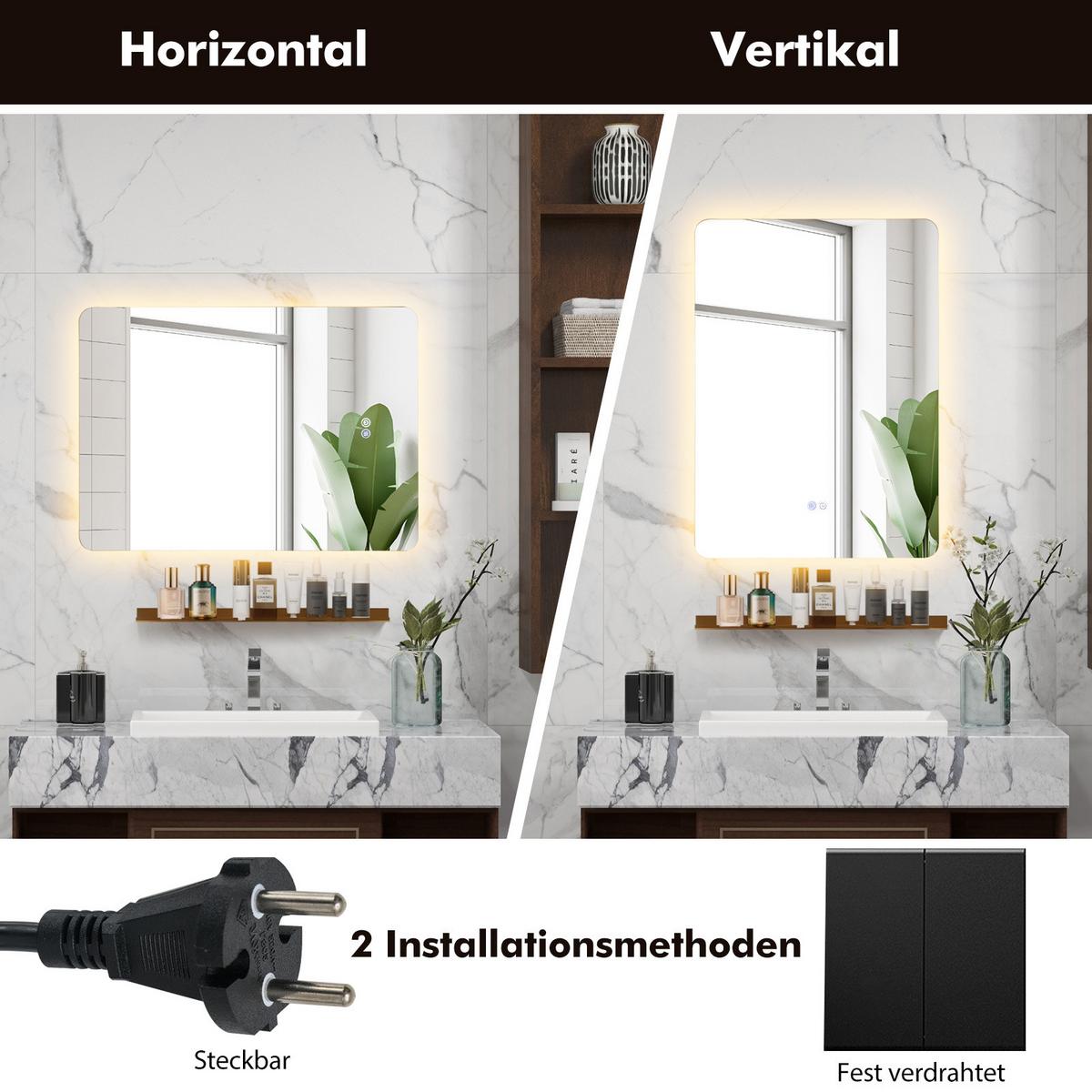 BADEZIMMERSPIEGEL Silber - Silberfarben, Glas (70/3.5/50cm) - COSTWAY