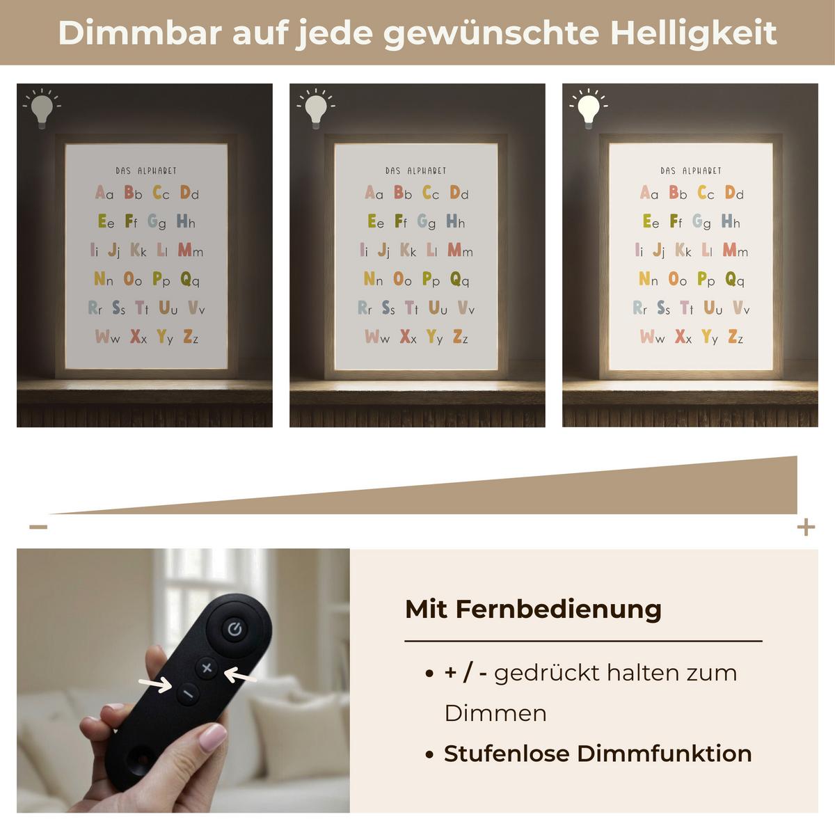 NACHTTISCHLAMPE MIT AKKU Pädagogisch - Alphabet lernen - Farbenfroh - Weiß - Buchstaben 30x40 cm - Weiß, Holzwerkstoff (8/30/40cm) - OnlyWow