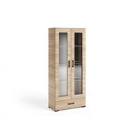 VITRINENSCHRANK ALBANO 186 x 80 cm Sonoma Eiche - Sonoma Eiche, Holzwerkstoff (80/186/40cm) - MASSENO