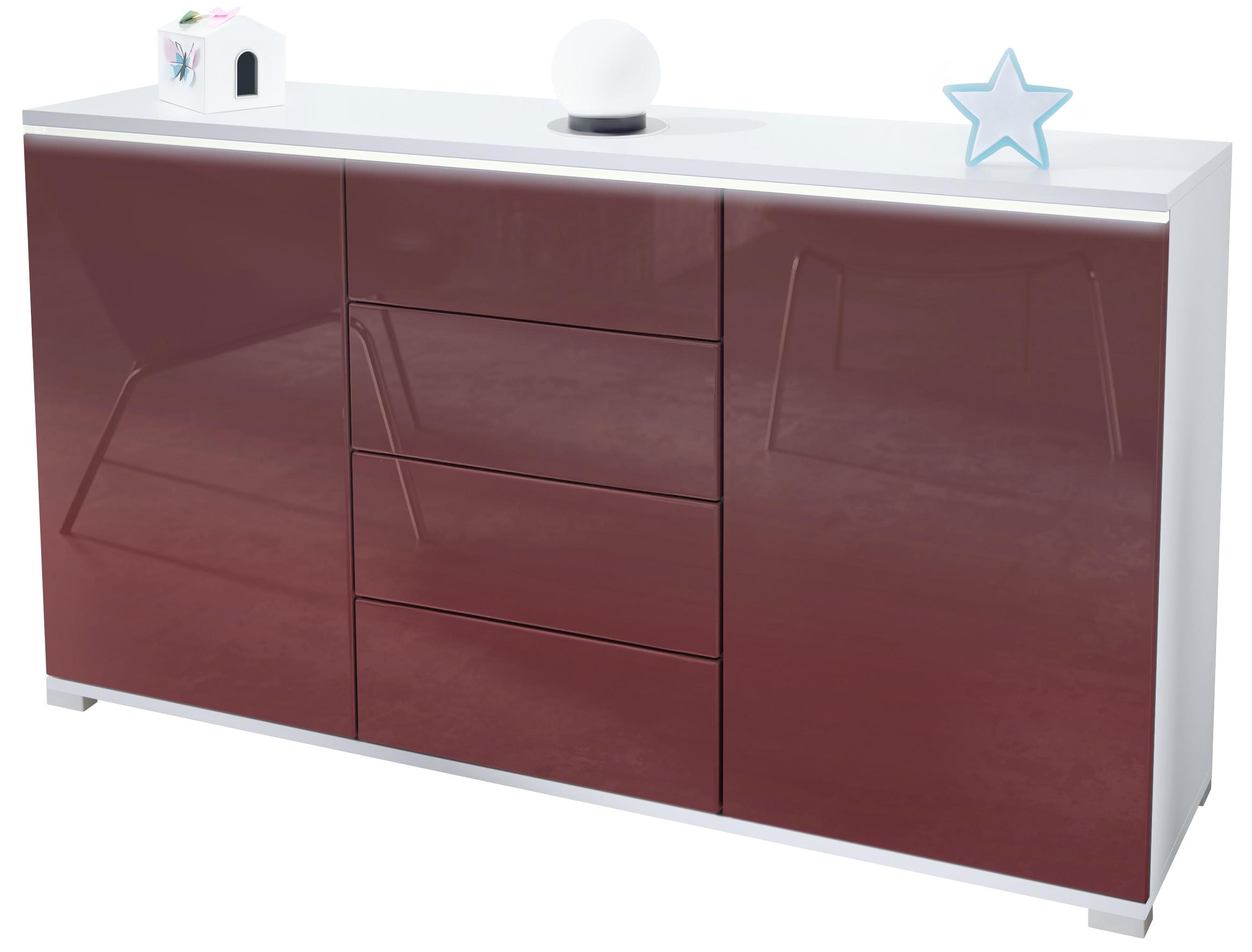 SIDEBOARD Faro Bordeaux Hochglanz - Bordeaux, Holzwerkstoff (138.5/75.5/35cm) - Vladon