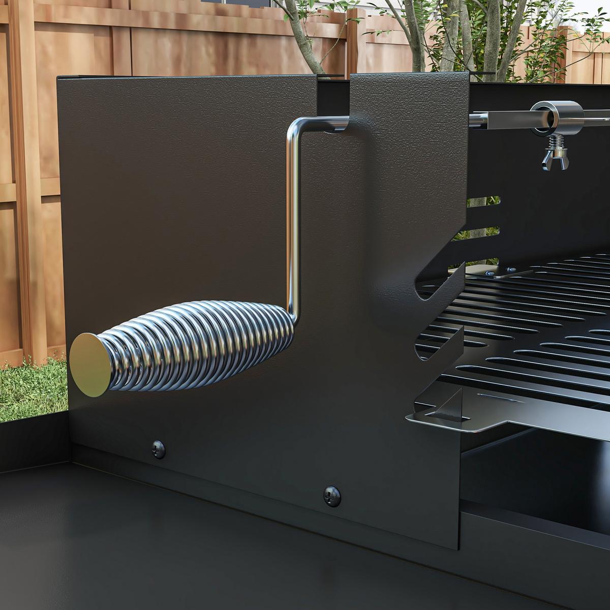 HOLZKOHLEGRILL - Schwarz, Metall (32/90/118cm) - Outsunny